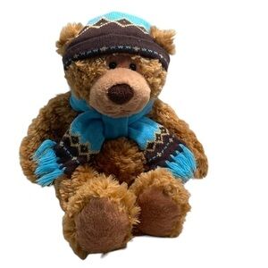 Mary Meyer St Jude 2011 Oliver Bear 17” Plush W/ Brown & Blue Scarf Matching Hat